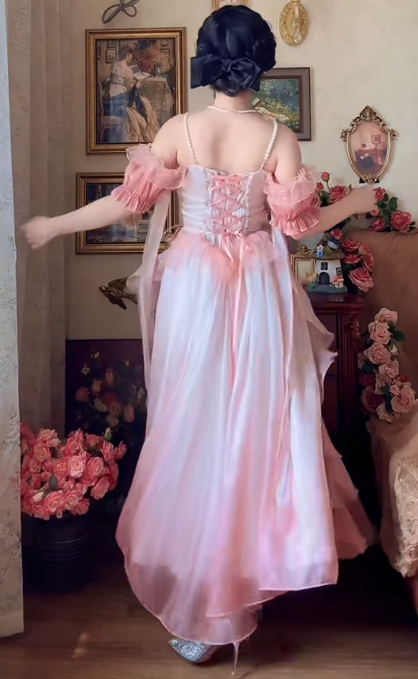 Robe de bal de princesse bustier à volants en satin long, robe de soirée C8117