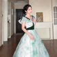 Graceful V Neck A-Line Green Prom Dress Velvet Bow Tulle  Evening Gown C8195