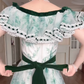 Graceful V Neck A-Line Green Prom Dress Velvet Bow Tulle  Evening Gown C8195