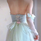 Charming Strapless Mint Green Homecoming Dress Lace Bows A-Line Birthday Dress C8197