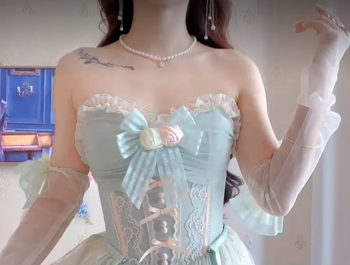 Charming Strapless Mint Green Homecoming Dress Lace Bows A-Line Birthday Dress C8197