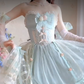 Charming Strapless Mint Green Homecoming Dress Lace Bows A-Line Birthday Dress C8197