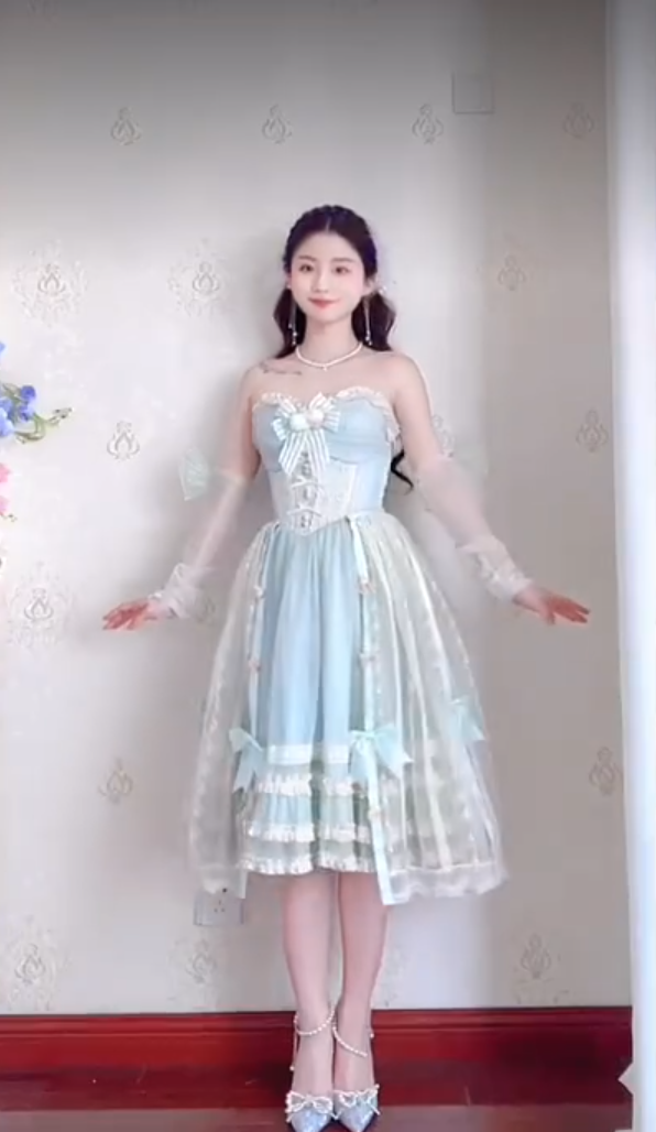 Charming Strapless Mint Green Homecoming Dress Lace Bows A-Line Birthday Dress C8197