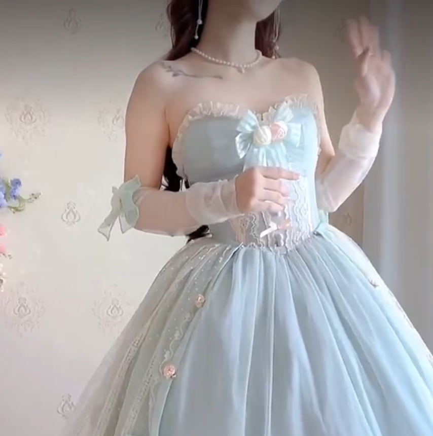 Charming Strapless Mint Green Homecoming Dress Lace Bows A-Line Birthday Dress C8197