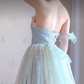 Charming Strapless Mint Green Homecoming Dress Lace Bows A-Line Birthday Dress C8197