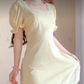 Mini robe de soirée en satin, sans bretelles, sans manches, ligne a, simple, C899