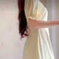 Mini robe de soirée en satin, sans bretelles, sans manches, ligne a, simple, C899