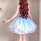 Romantic Strapless Blue Homecoming Dress Lace A-Line Birthday Dress C8202