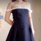 Charming Off-the-Shoulder Black Homecoming Dress Pleated A-Line Birthday Dress C8203