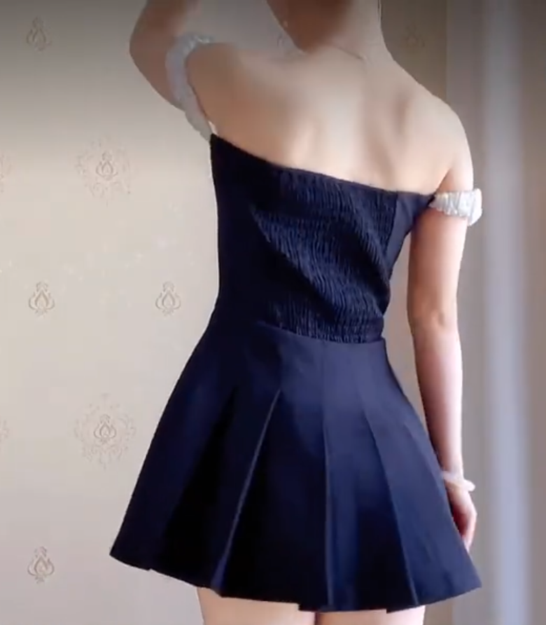 Charming Off-the-Shoulder Black Homecoming Dress Pleated A-Line Birthday Dress C8203