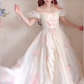 Elegant Off-the-Shoulder Ruffles Prom Dress Floral Chiffon A-Line Evening Dress C8205