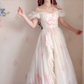 Elegant Off-the-Shoulder Ruffles Prom Dress Floral Chiffon A-Line Evening Dress C8205