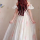 Elegant Off-the-Shoulder Ruffles Prom Dress Floral Chiffon A-Line Evening Dress C8205