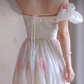 Elegant Off-the-Shoulder Ruffles Prom Dress Floral Chiffon A-Line Evening Dress C8205