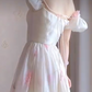 Elegant Off-the-Shoulder Ruffles Prom Dress Floral Chiffon A-Line Evening Dress C8205