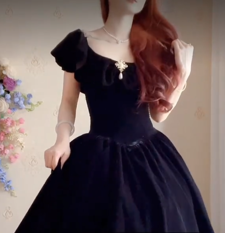 Robe de bal de princesse bustier à volants en satin long, robe de soirée C8117