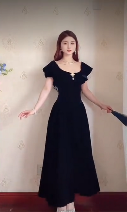 Robe de bal de princesse bustier à volants en satin long, robe de soirée C8117