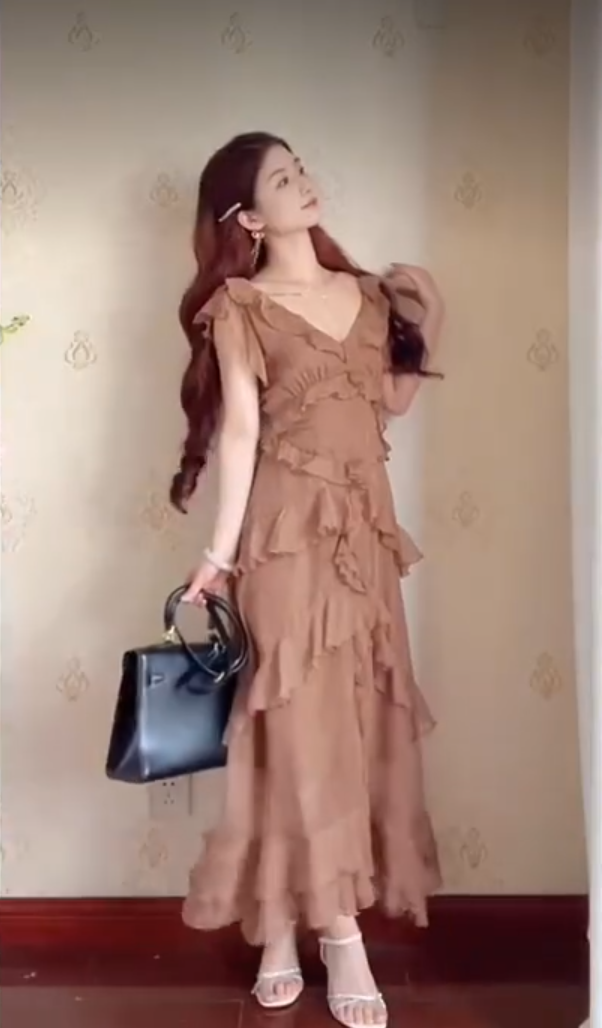 Robe de bal de princesse bustier à volants en satin long, robe de soirée C8117