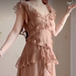 Robe de bal de princesse bustier à volants en satin long, robe de soirée C8117