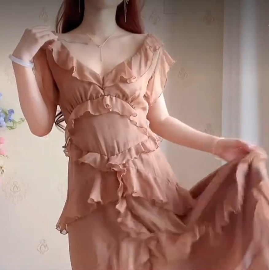 Robe de bal de princesse bustier à volants en satin long, robe de soirée C8117