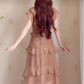 Robe de bal de princesse bustier à volants en satin long, robe de soirée C8117