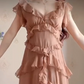 Robe de bal de princesse bustier à volants en satin long, robe de soirée C8117
