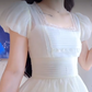 Elegant Short Sleeve White Prom Dress Lace A-Line Evening Dress C8212
