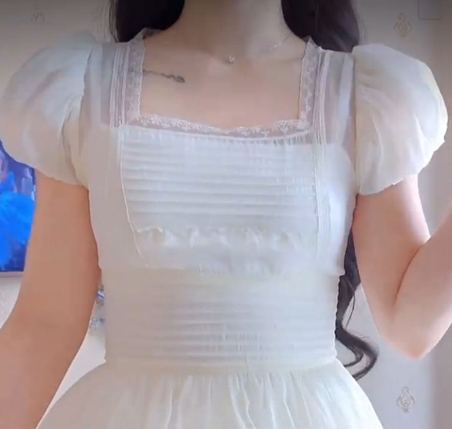 Elegant Short Sleeve White Prom Dress Lace A-Line Evening Dress C8212