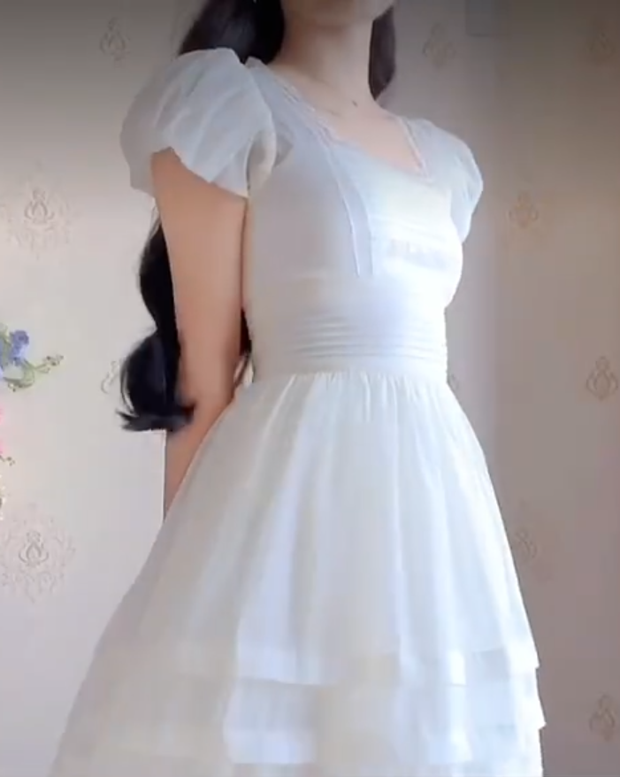 Elegant Short Sleeve White Prom Dress Lace A-Line Evening Dress C8212