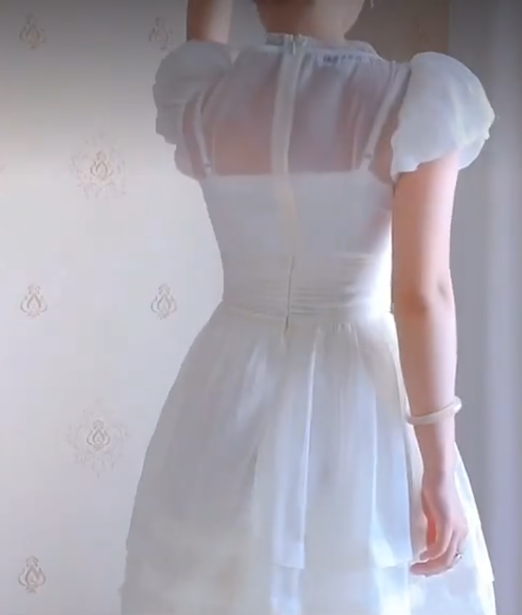 Elegant Short Sleeve White Prom Dress Lace A-Line Evening Dress C8212