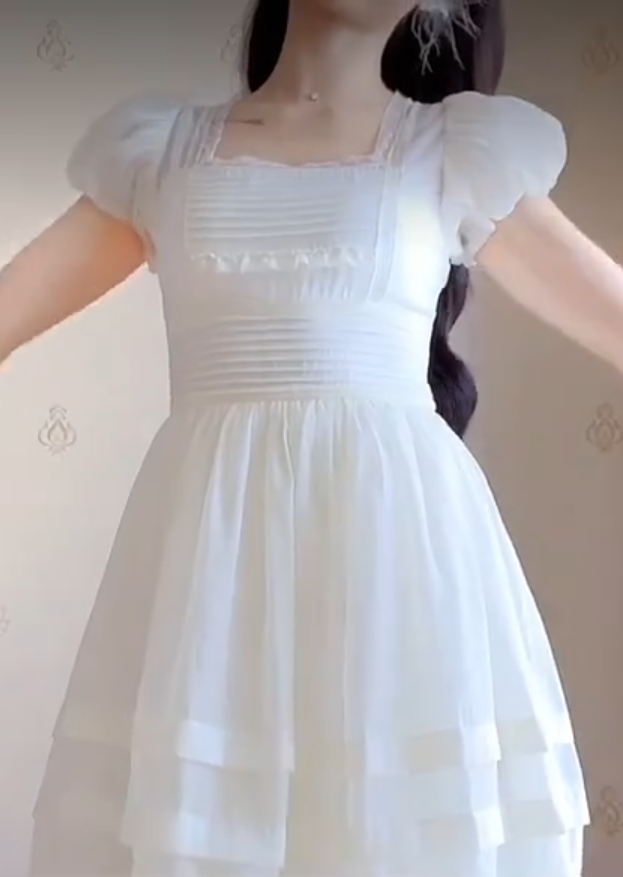 Elegant Short Sleeve White Prom Dress Lace A-Line Evening Dress C8212
