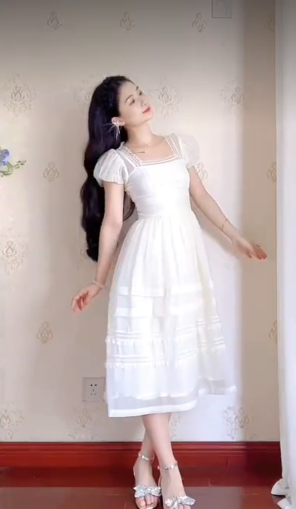 Elegant Short Sleeve White Prom Dress Lace A-Line Evening Dress C8212