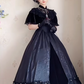 Chic Short Sleeve Black Prom Dress Jacquard A-Line Evening Dress C8215