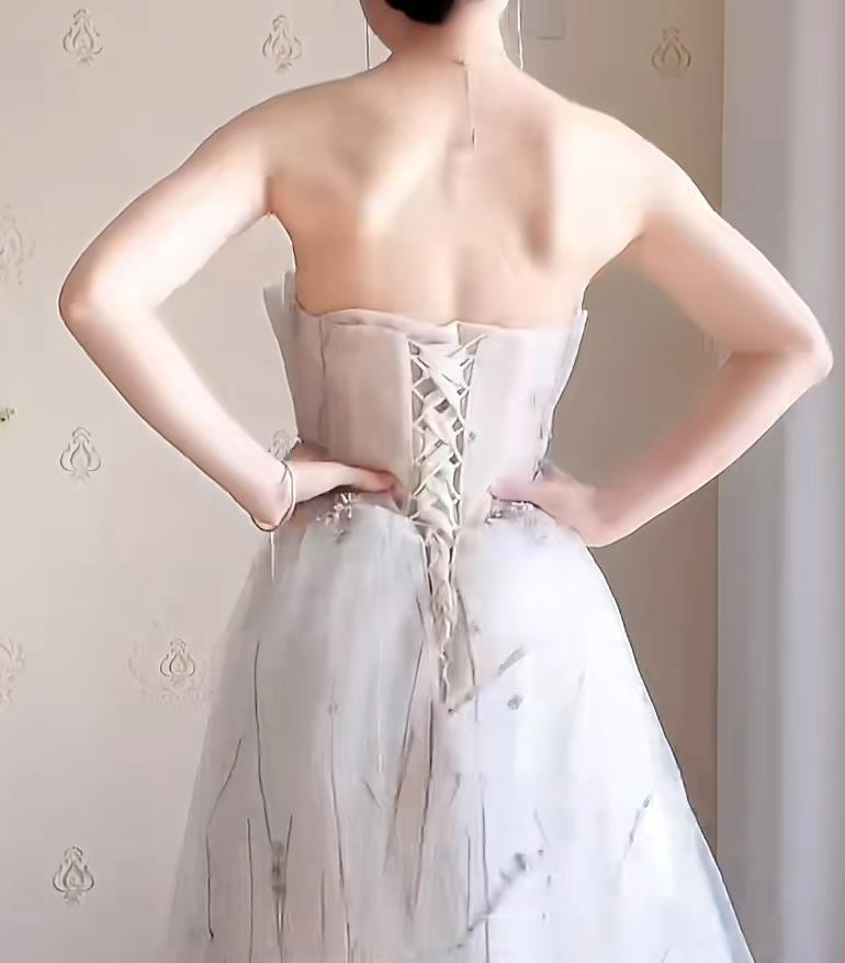 Robe de bal de princesse bustier à volants en satin long, robe de soirée C8117