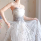 Robe de bal de princesse bustier à volants en satin long, robe de soirée C8117
