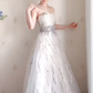 Robe de bal de princesse bustier à volants en satin long, robe de soirée C8117