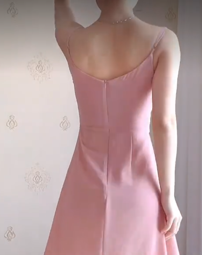 Sweet Cowl Neck Pink Homecoming Dress Chiffon A-Line Birthday Dress C8217