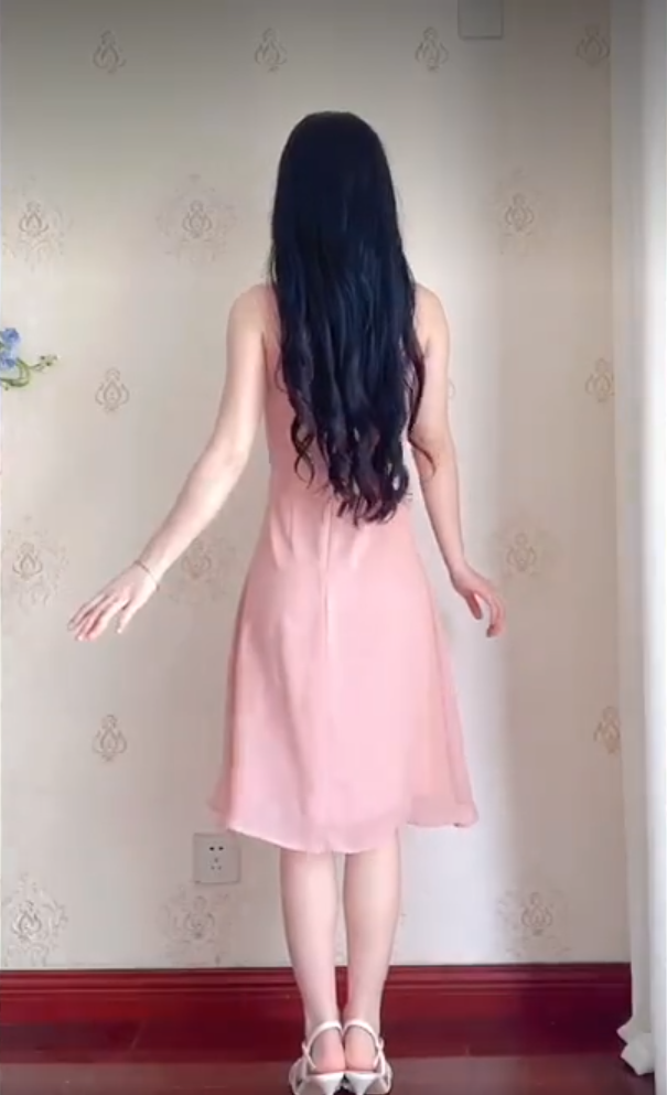 Sweet Cowl Neck Pink Homecoming Dress Chiffon A-Line Birthday Dress C8217