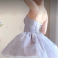 Classical Light Purple Homecoming Dress Detachable Straps A-Line Birthday Dress C8218