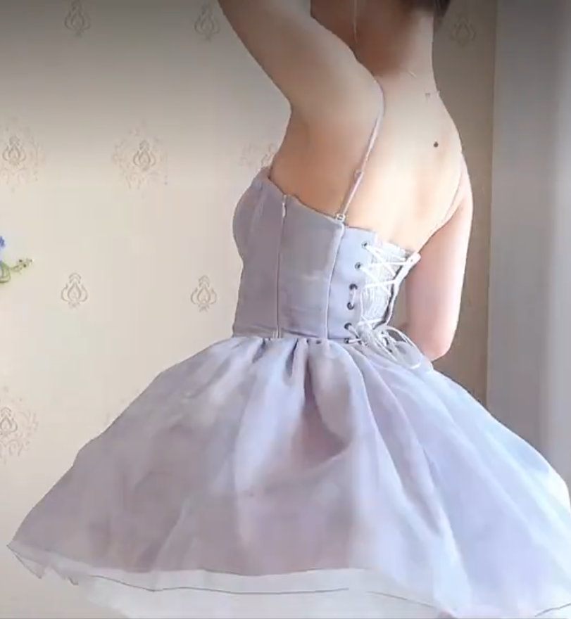 Classical Light Purple Homecoming Dress Detachable Straps A-Line Birthday Dress C8218
