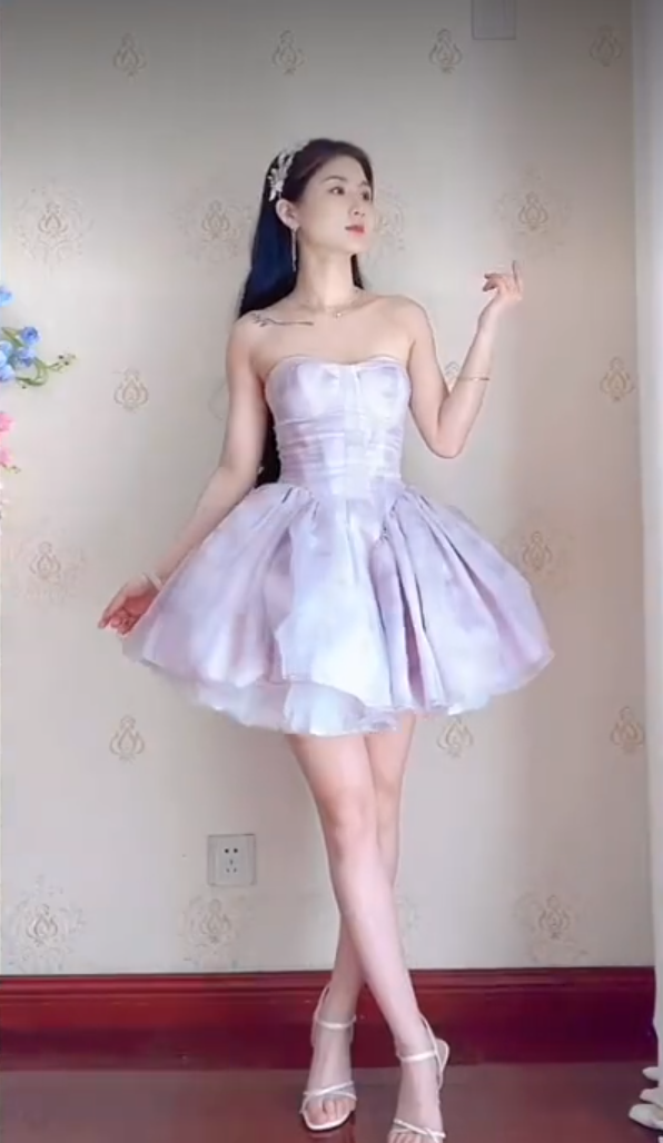 Classical Light Purple Homecoming Dress Detachable Straps A-Line Birthday Dress C8218