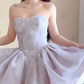 Classical Light Purple Homecoming Dress Detachable Straps A-Line Birthday Dress C8218