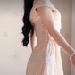 Robe de bal de princesse bustier à volants en satin long, robe de soirée C8117