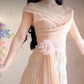 Robe de bal de princesse bustier à volants en satin long, robe de soirée C8117