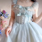 Sleek Square Neck Blue Homecoming Dress Ruffles Bows Lace A-Line Birthday Dress C8220