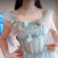 Sleek Square Neck Blue Homecoming Dress Ruffles Bows Lace A-Line Birthday Dress C8220