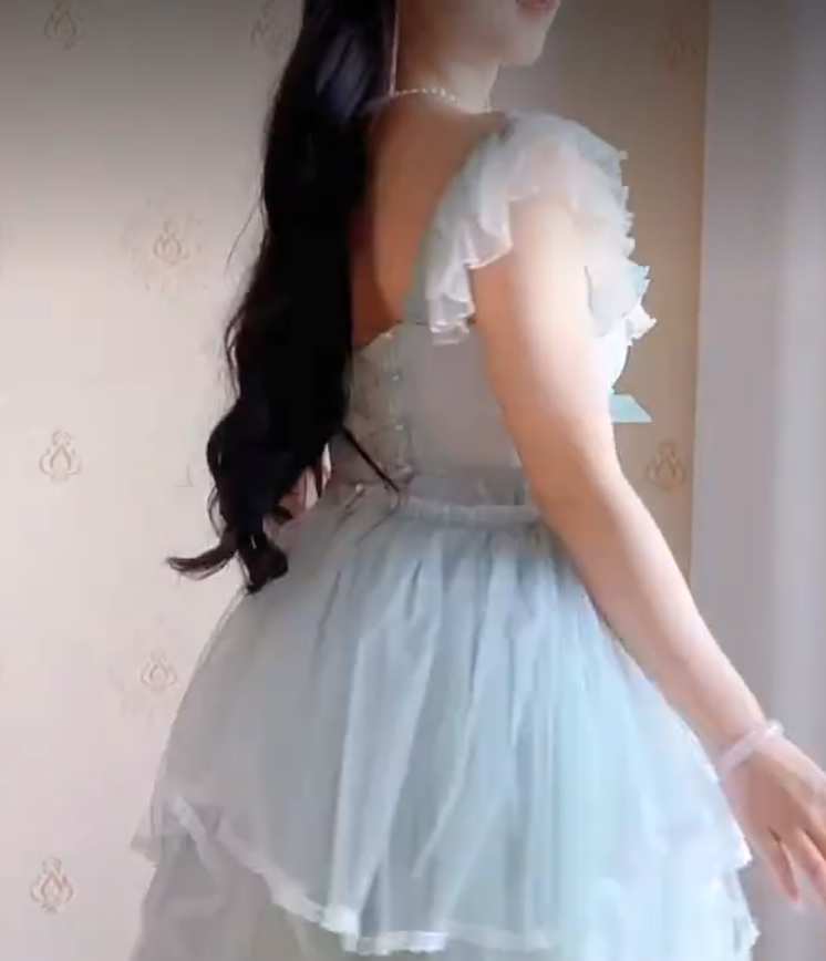 Sleek Square Neck Blue Homecoming Dress Ruffles Bows Lace A-Line Birthday Dress C8220