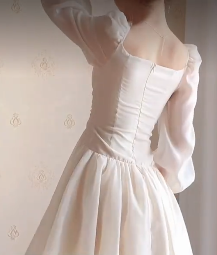 Mini robe de soirée en satin, sans bretelles, sans manches, ligne a, simple, C899
