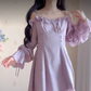 Fashion Purple Homecoming Dress Long Sleeve Ruffles A-Line Birthday Dress C8223