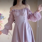 Fashion Purple Homecoming Dress Long Sleeve Ruffles A-Line Birthday Dress C8223